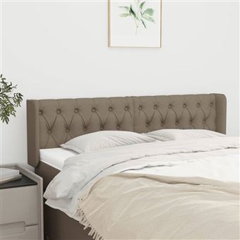 Cabeceira de Cama com Abas vidaXL | Tecido | 163x16x78/88 cm | cinzento-acastanhado - 1