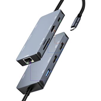 Hub Docking Station USB-C 8 em 1 V-REEL com PD 100W, HDMI 4K, 3 USB, leitor SD/TF - Para MacBook/PC | QT01 - 1