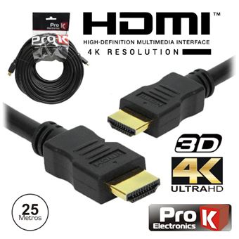 Cabo Hdmi Prok Dourado Macho / Macho 2.0 4K Preto 25M - 1