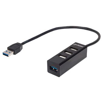 hub de interface Manhattan 163828 USB 3.0 (3.1 Gen 1) Type-A 5000Mbit/s Preto