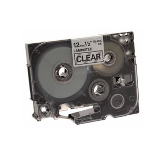 Etiquetadora Brother Black on Clear Gloss Laminated Tape, 12mm - 1