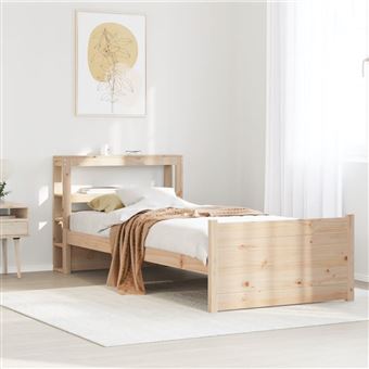 Estrutura de cama com cabeceira vidaXL | 75x190 cm | pinho maciço - 1