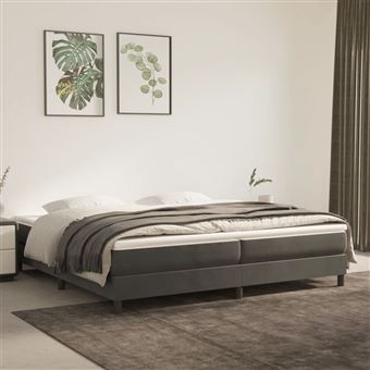 Cama com molas e colchão vidaXL | 200x200 cm | veludo cinzento-escuro - 1