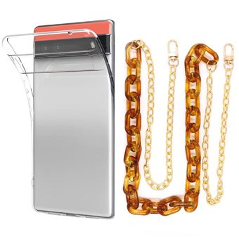 Capa Cristal com Cordão Corrente Antiimpacto Castanho para Google Pixel 6A - 1