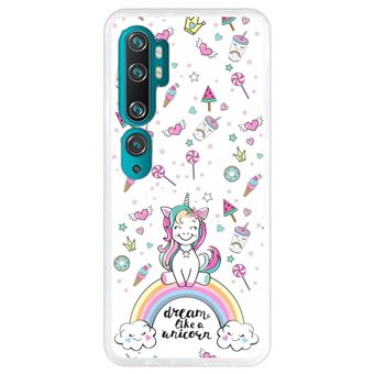 Capa Hapdey para Xiaomi Mi Note 10 - Note 10 Pro - CC9 Pro | Silicone Flexível em TPU | Design Arco-íris, sonhe como um unicórnio - Transparente