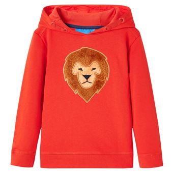Sweatshirt para criança | vidaXL | com capuz vermelho 104 | 3 a 4 anos - 1