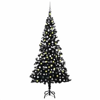 Árvore Natal artificial pré-iluminada vidaXL com Bolas | PVC preto - 1