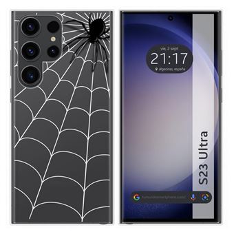 Capa Tumundosmartphone de silicone transparente para Samsung Galaxy S23 Ultra 5G com design de aranha de desenho animado - 1