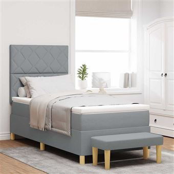 Cama Box com Colchão vidaXL | Cinzento-claro | 100 x 200 cm | tecido - 1