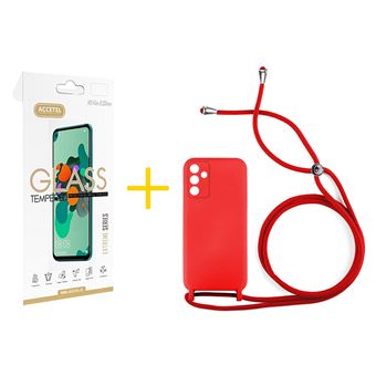 Pack 1 x Película de Vidro Temperado 2.5D + Capa Accetel para Samsung Galaxy A16 5G | Gel Rope | Vermelho - 1
