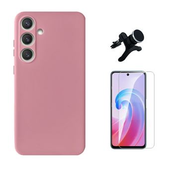 Kit Vidro Clearglass + Capa Silicone Líquido + Suporte Reforçado Phonecare para Samsung Galaxy A56 | Rosa - 1
