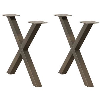 Pernas para mesa de centro vidaXL | 2 Peças | forma de X | 50x(42-43) cm | aço natural - 1