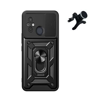 Kit Suporte Magnético de Carro Reforçado + Capa Magnetic Military Defender Slide Window Anti-Impacto Phonecare para Xiaomi Redmi 11A - Preto - 1