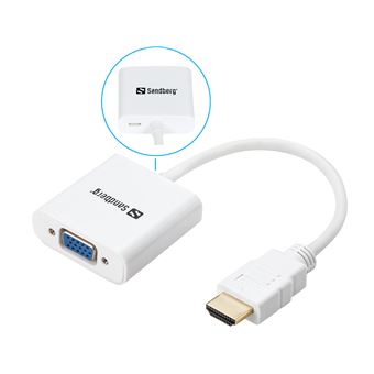Adaptador de Cabo de Vídeo Sandberg HDMI to VGA Converter | Branco - 1