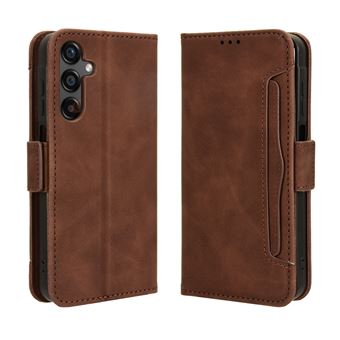 Capa FOXDOCK Protetora para Samsung Galaxy M55 5G | Suporte e Flip de couro PU | À Prova de Choque | Castanho - 1