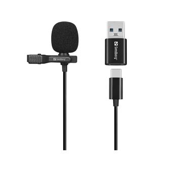 Microfone de Lapela Sandberg Streamer USB Clip Microphone | Preto - 1