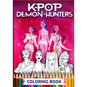 K-Pop Demon Hunters Coloring Book - Jumbo Illustration Pages Of Kpops Characters And Huntrix Iconic Scenes For Children Teens Adults - 1
