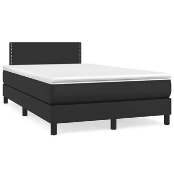 Cama boxspring com colchão vidaXL | 120x190 cm | couro artificial preto - 1