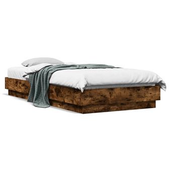Estrutura de cama com luzes LED vidaXL | 100x200 cm | carvalho fumado - 1