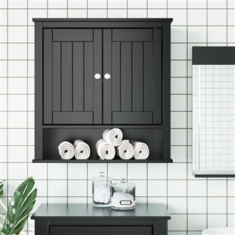 Móvel de parede para WC vidaXL BERG | 69,5x27x71,5 cm | madeira maciça preto - 1