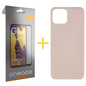 Pack 1 x Película de Vidro Temperado Full + Capa skyhe  Apple iPhone 15 Pro Max Silicone Líquido - Rosa-Creme - 1