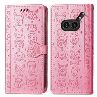 Capa FLOODKING para Nothing Phone 2a Plus | Flip | PU | Porta-Cartões | Rosa - 1