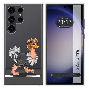 Capa Tumundosmartphone de silicone transparente para Samsung Galaxy S23 Ultra 5G com design de avestruz de desenho animado - 1