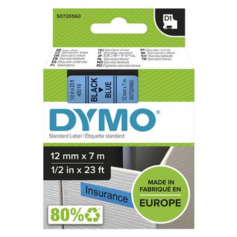 Etiquetadora DYMO D1 -Standard Etiquetas - Preto no azul - 12mm x 7m - 1