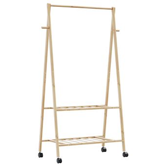 Cabide com prateleiras e rodas vidaXL | 96x45,5x155,5 cm | bambu - 1
