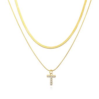 Colar Sunny Holiday | Letra Dupla Camada T - 1