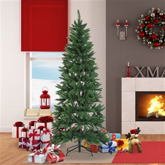 Árvore de Natal Artificial Árvore com Suporte HOMCOM 210cm | 865 Ramas Ecológico PVC Verde - 1