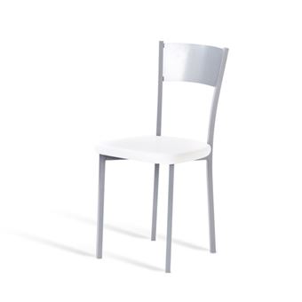 Cadeira de Cozinha PORTUS Limão | Estrutura de Metal Alumínio Mate | Estofo Branco - 1