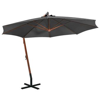 Guarda-sol suspenso com poste vidaXL | 3,5x2,9 m | Abeto maciço antracite - 1
