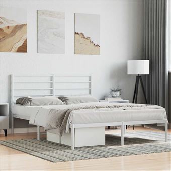 Estrutura de Cama com Cabeceira vidaXL | 120x190 cm | metal branco - 1