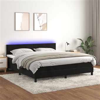 Cama box spring com colchão e LED vidaXL |  180x200 cm | veludo preto - 1