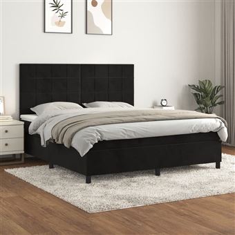 Cama com molas e colchão vidaXL | 180x200 cm | veludo preto - 1