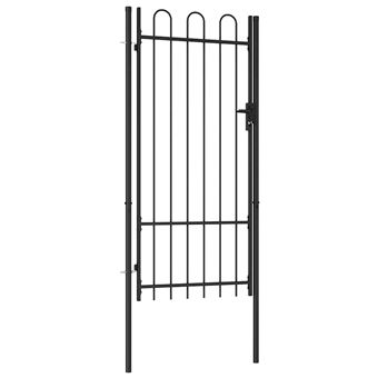 Portão de Vedação Individual com Topo Arqueado vidaXL | Aço | 1x2m | Preto - 1