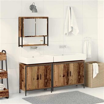 Conjunto de Móveis para WC vidaXL | 3 Peças | Castanho 80 x 30 x 44 cm - 1
