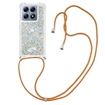 Capa Protetora GANGXUN para Xiaomi 14T Pro | TPU Transparente | Brilhante com Glitter e Areia Movediça | Prata - 1