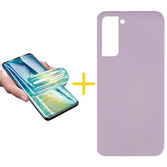 Pack 1 x Película de Hidrogel + Capa skyhe Samsung Galaxy S21 Plus 5G Silicone Líquido - Roxo - 1