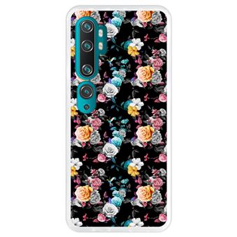 Capa Hapdey para Xiaomi Mi Note 10 - Note 10 Pro - CC9 Pro | Silicone Flexível em TPU | Design Teste padrão floral, flores multicoloridas - Transparente