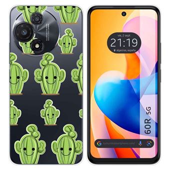 Capa Tumundosmartphone de silicone Transparente para TCL 60R 5G | Desenhos de design de cacto - 1