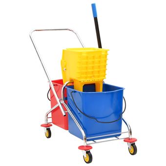 Carrinho de limpeza com baldes e espremedor vidaXL | PP | Aço cromado - 1