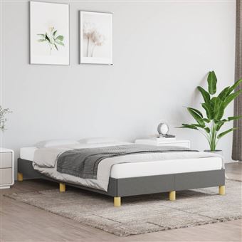 Estrutura de cama vidaXL | 120x190 cm | tecido cinzento-escuro - 1