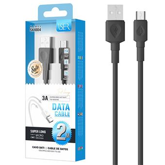 Cabo de Dados USB 2.0 M para Micro-USB M ISER Sk1004 | 2 m - Preto - 1