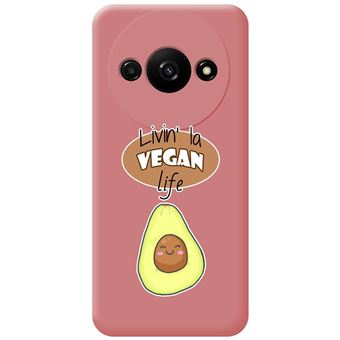 Capa de silicone líquido TUMUNDOSMARTPHONE para Xiaomi Redmi A3 rosa | desenhos de vida vegana - 1