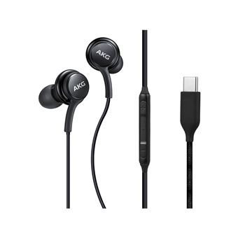 Auriculares com fio tipo C Samsung | Controlo remoto e microfone integrados | Preto - 1
