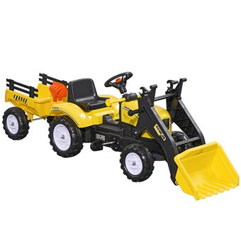 Trator a Pedais para Crianças HOMCOM | 167x41x52 cm | Amarelo/Preto - 1