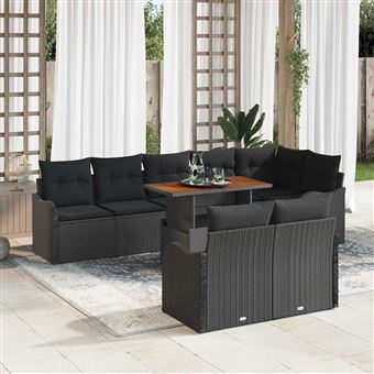 Conjunto de Sofá de Jardim vidaXL | 9 Peças | Preto Rattan Sintético - 1