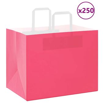 Sacos de Papel kraft vidaXL |  250 Unidades |  com alças rosa 32x22x24 cm - 1
